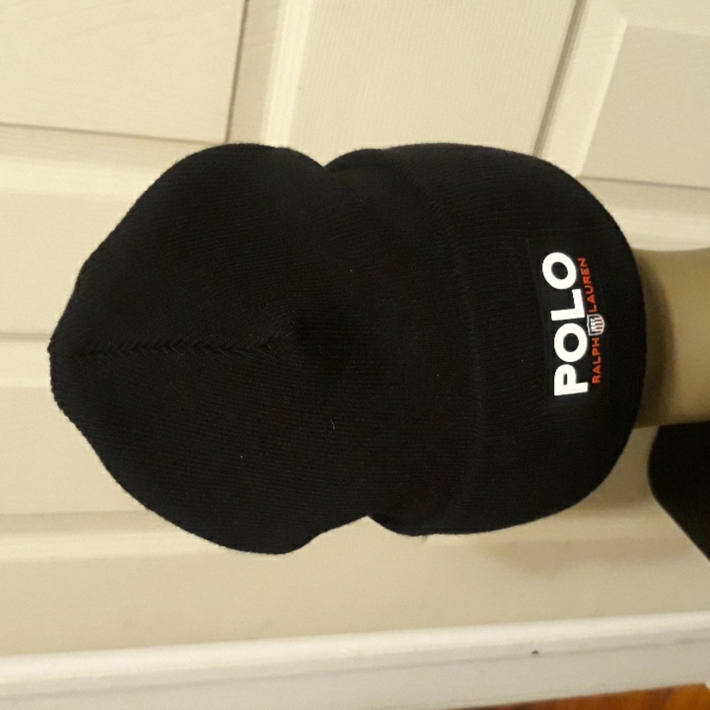 NWT Polo Ralph Lauren Polo Patch Rib Knit Beanie - Black